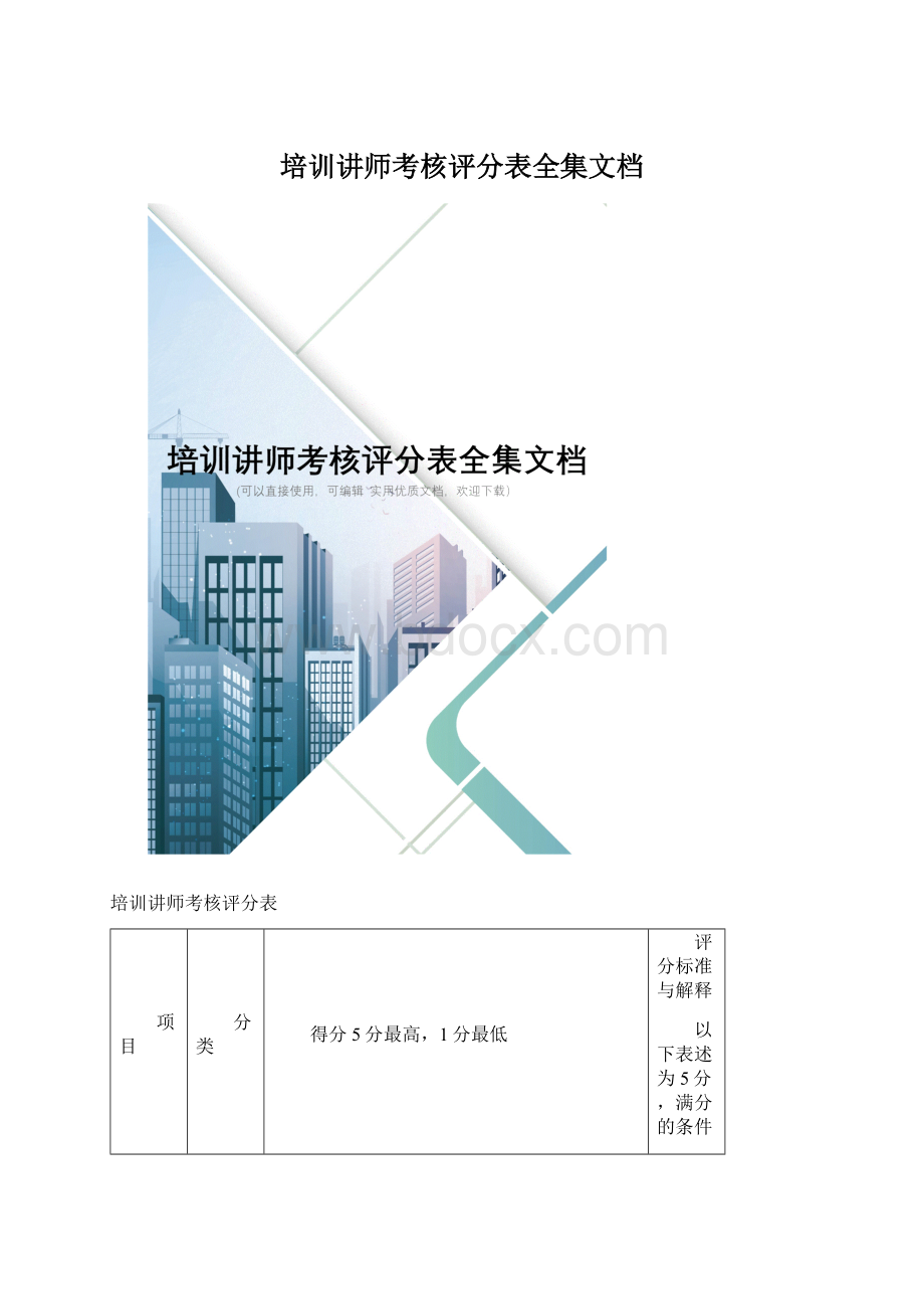 培训讲师考核评分表全集文档.docx