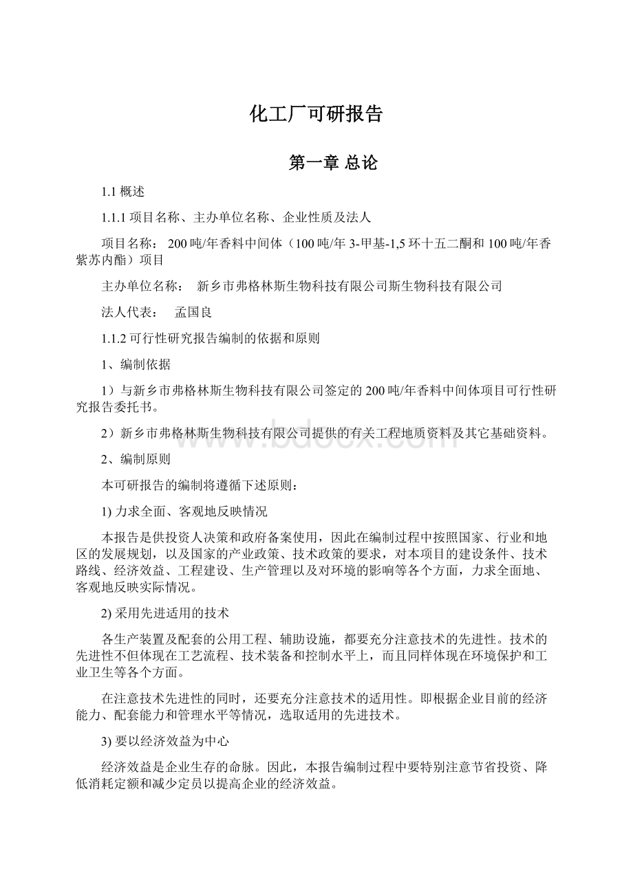 化工厂可研报告.docx