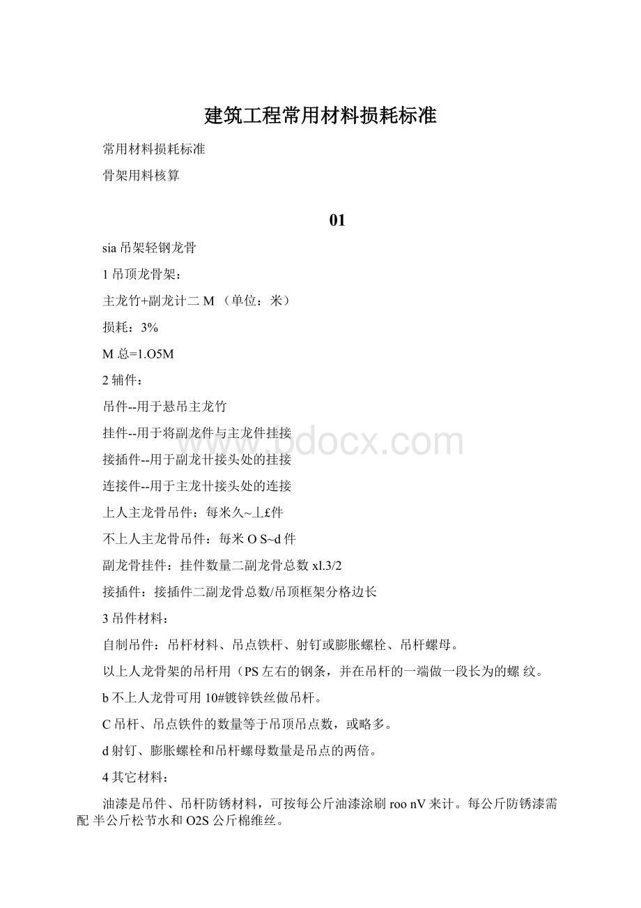 建筑工程常用材料损耗标准.docx_第1页