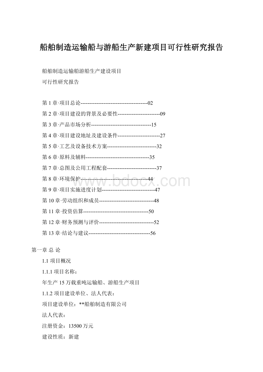 船舶制造运输船与游船生产新建项目可行性研究报告.docx