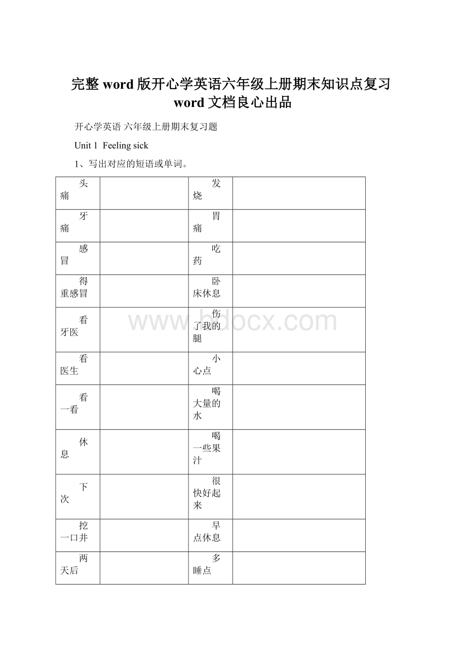 完整word版开心学英语六年级上册期末知识点复习word文档良心出品.docx_第1页