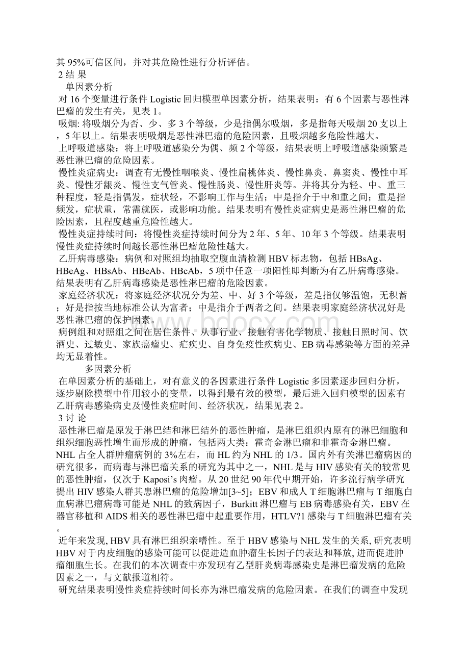 海南省恶性淋巴瘤危险因素病例对照研究.docx_第2页