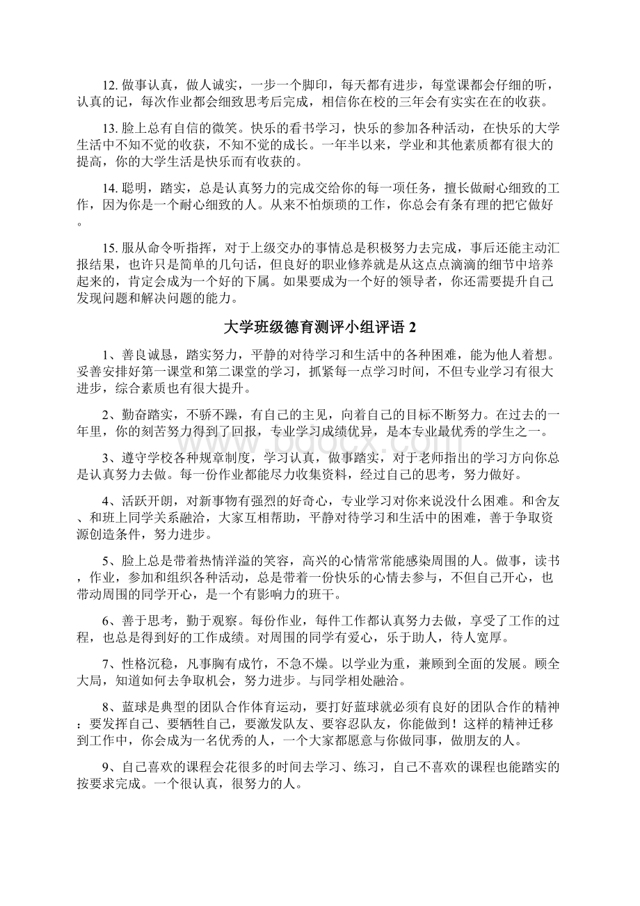 大学班级德育测评小组评语Word文件下载.docx_第2页