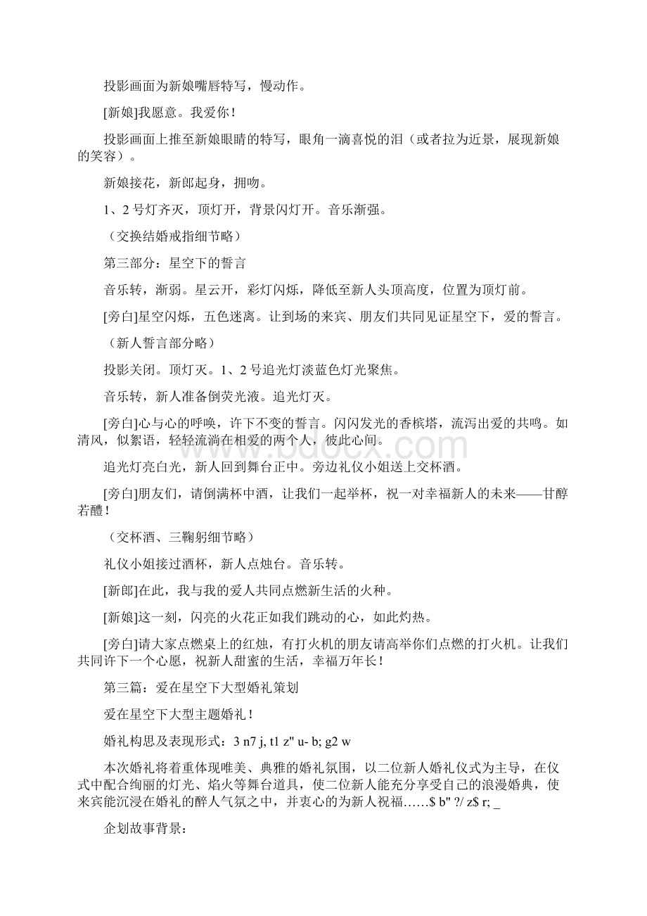 婚礼策划方案 星空下的誓言多篇范文Word格式文档下载.docx_第3页