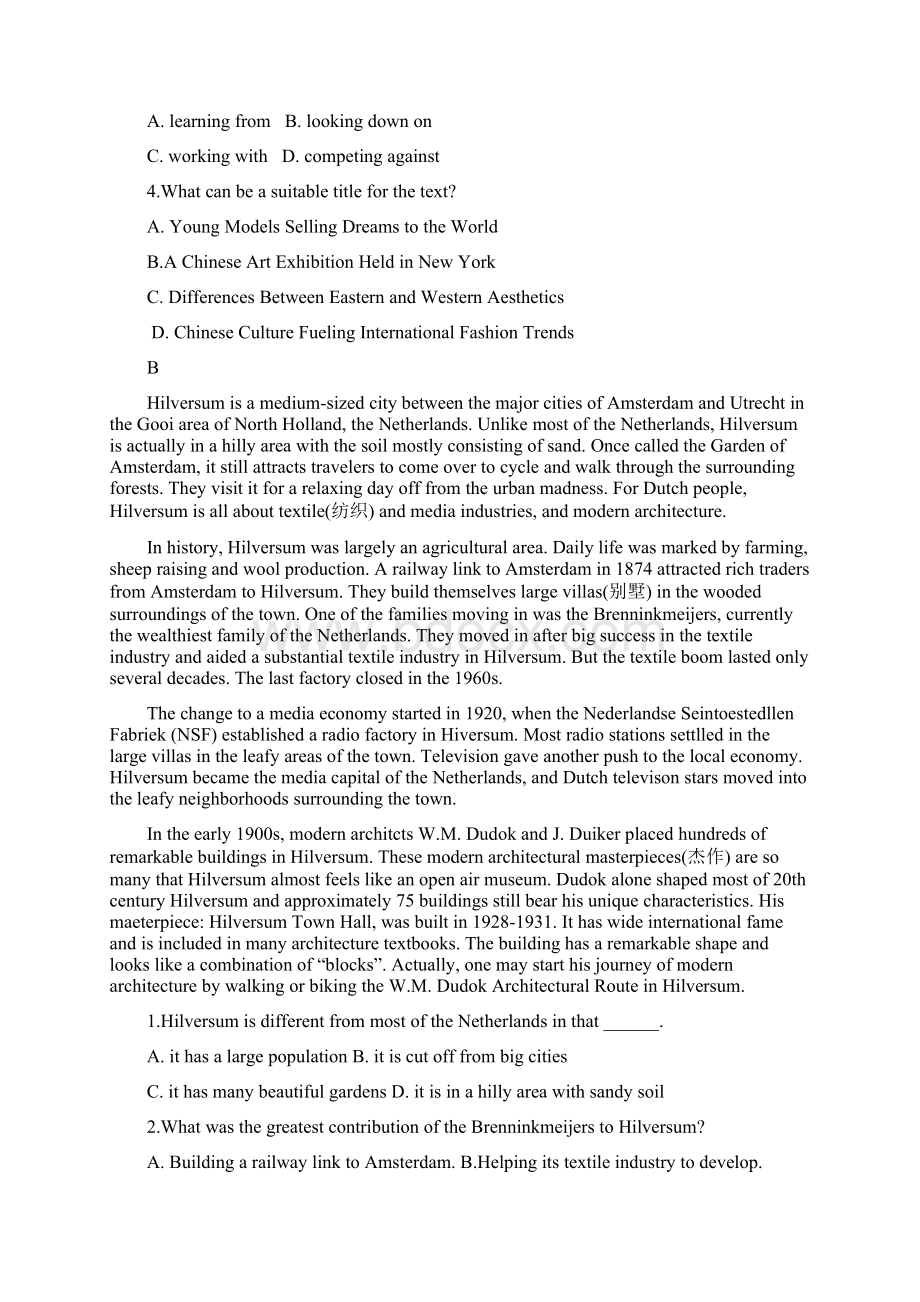 届高考英语复习阅读理解历史文化类 专题复习练习题含答案及部分解析Word文档格式.docx_第2页