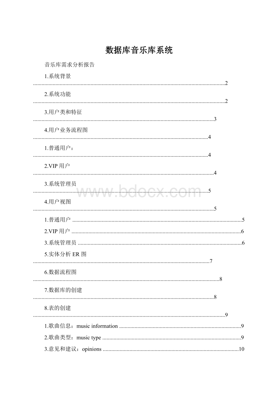 数据库音乐库系统Word下载.docx