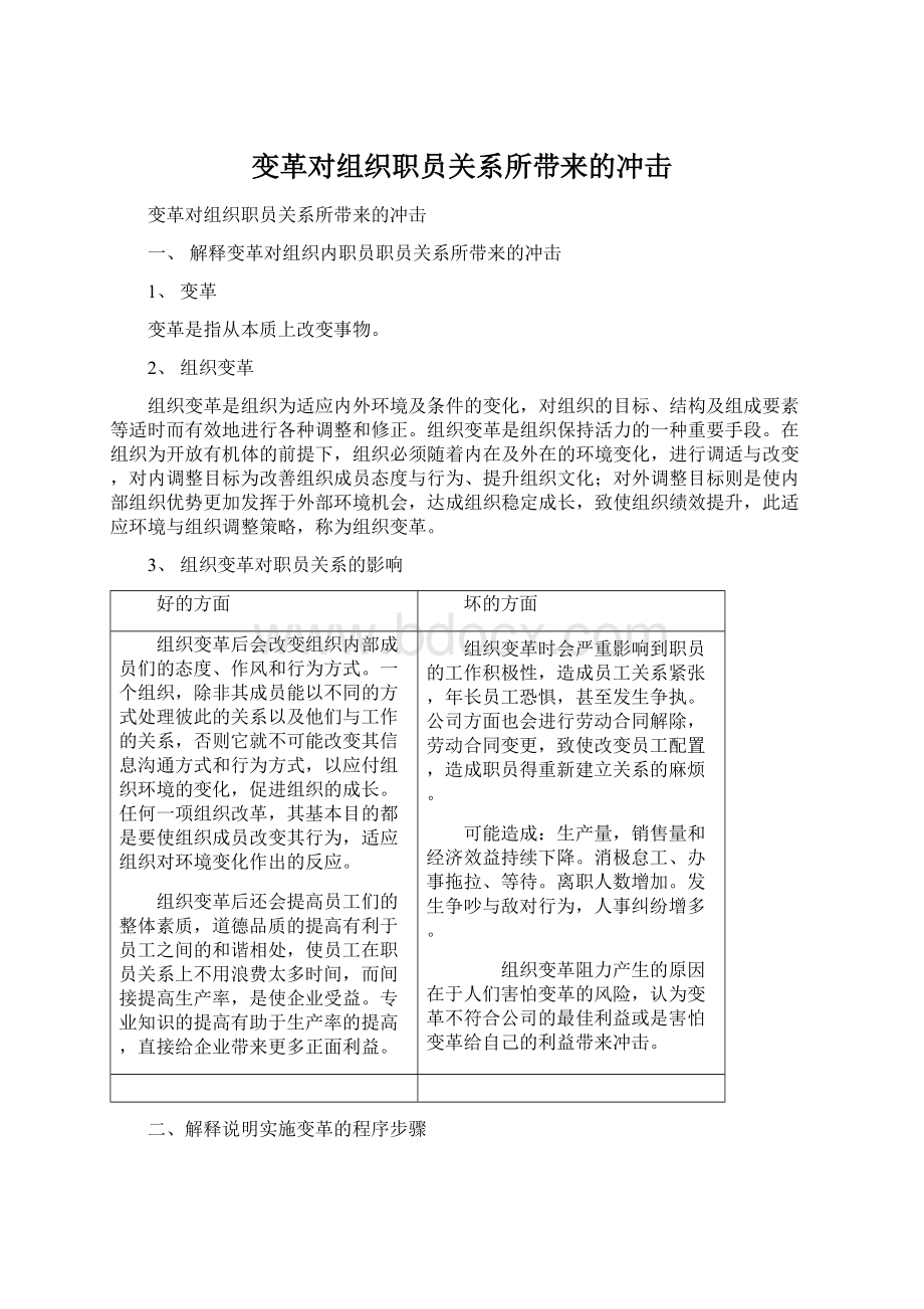 变革对组织职员关系所带来的冲击文档格式.docx_第1页