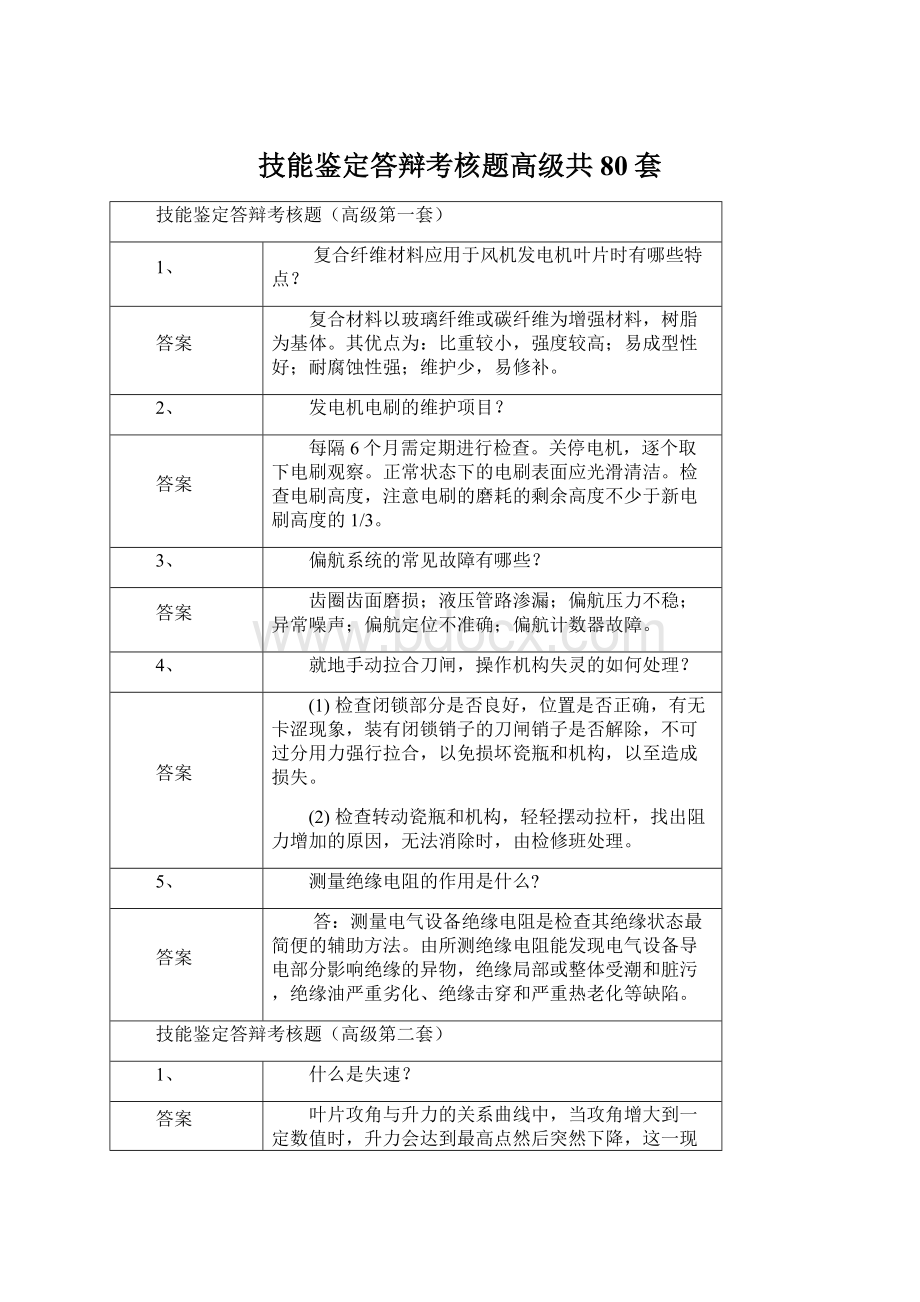 技能鉴定答辩考核题高级共80套.docx_第1页