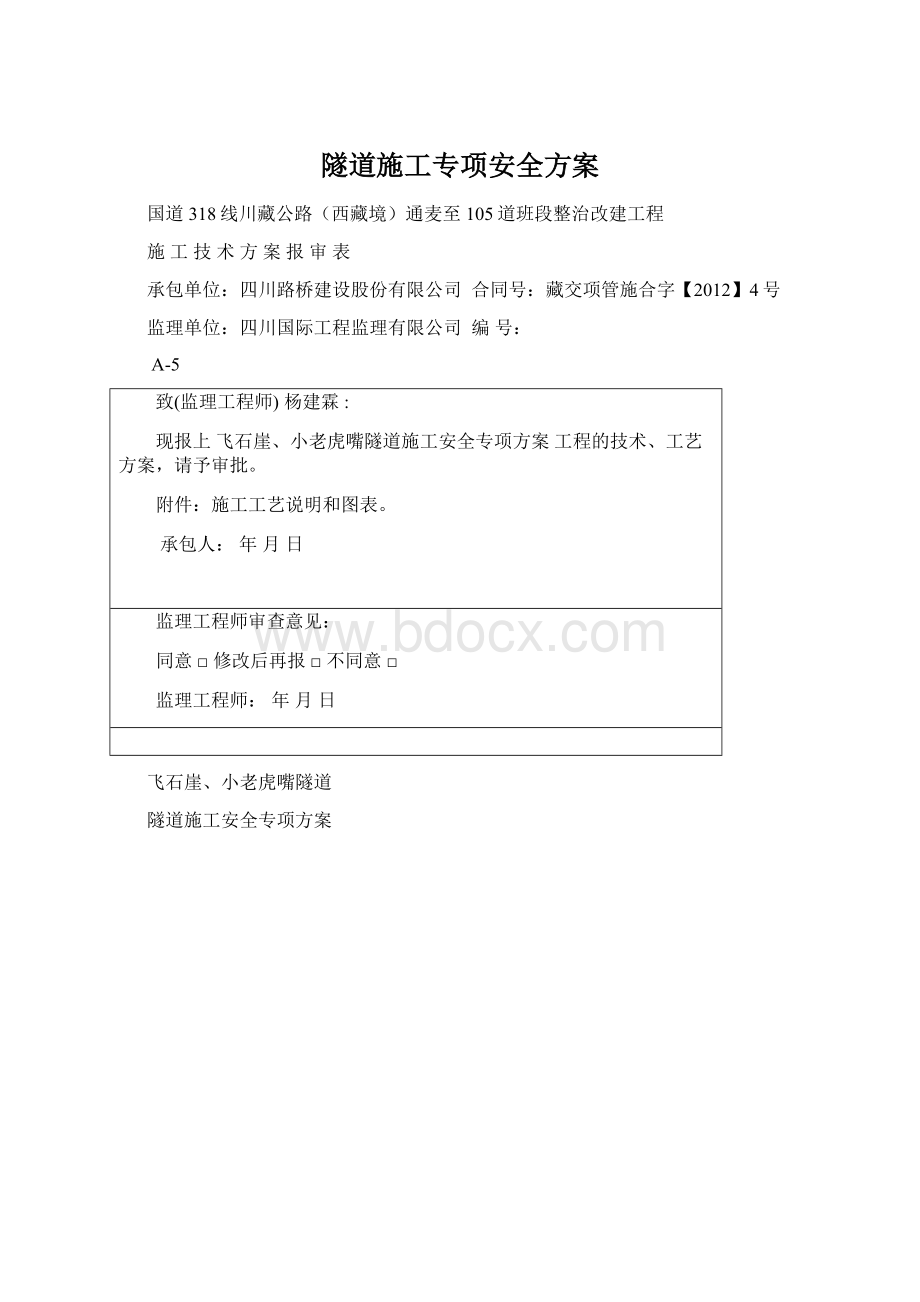 隧道施工专项安全方案Word下载.docx_第1页