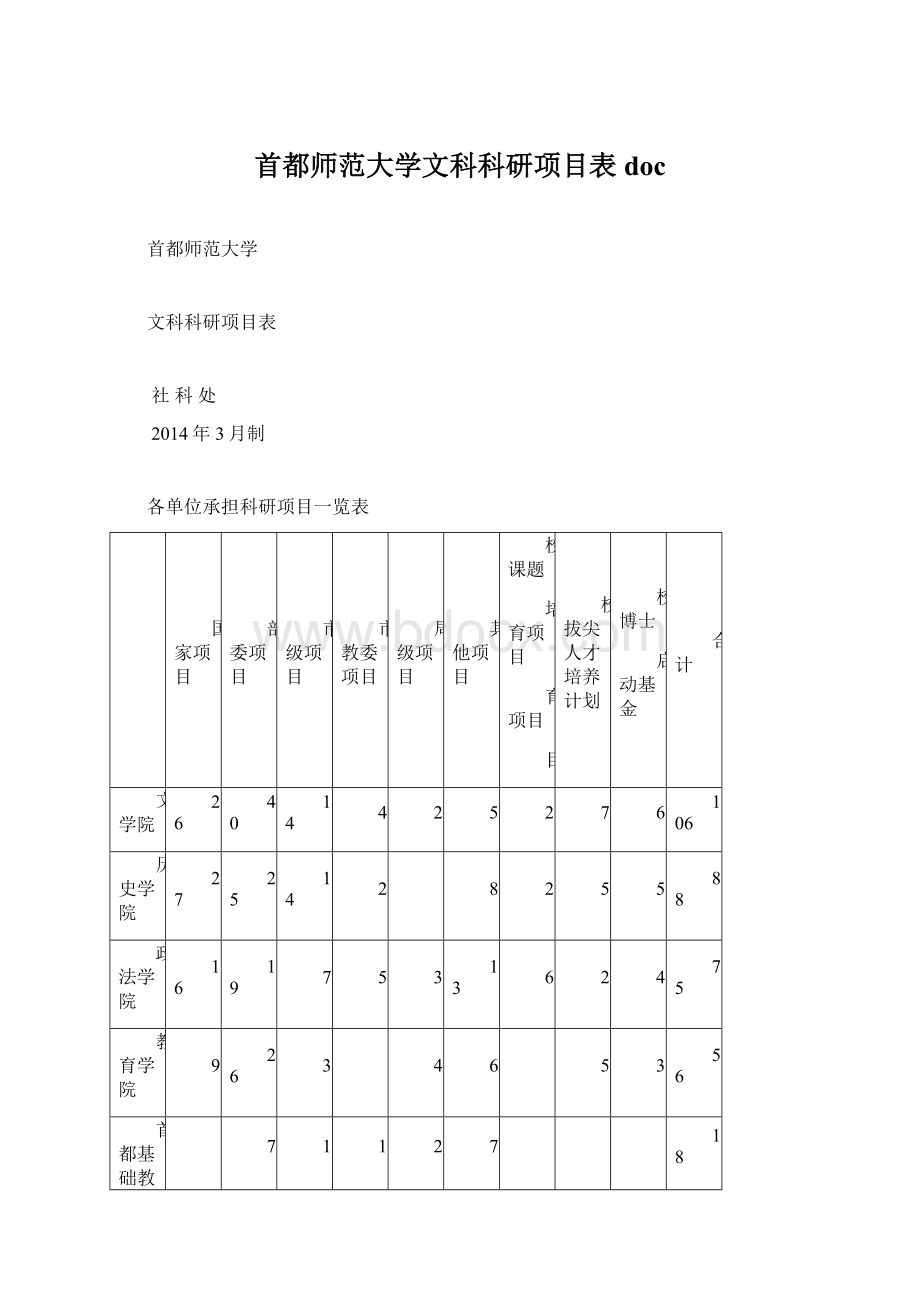 首都师范大学文科科研项目表docWord文档下载推荐.docx