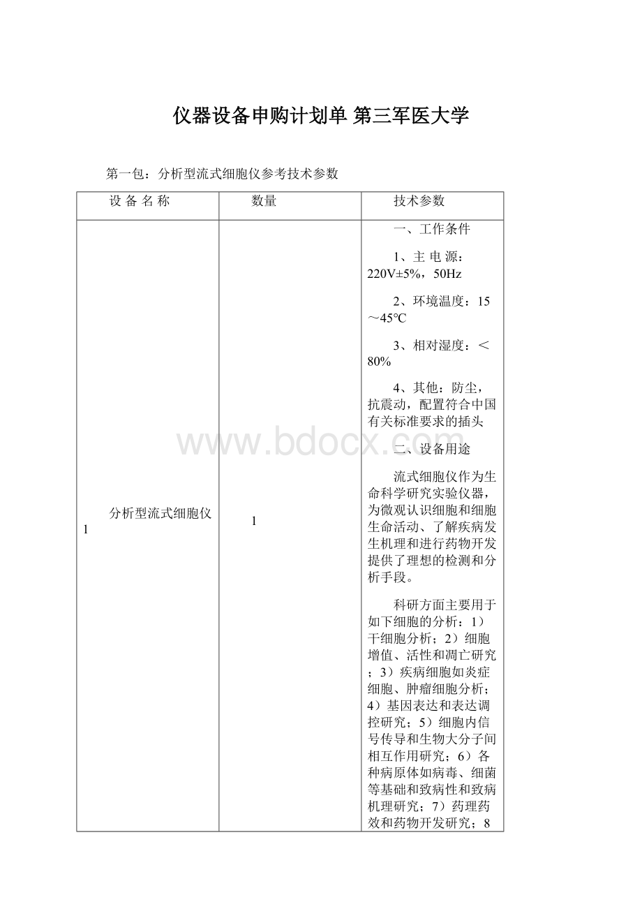 仪器设备申购计划单 第三军医大学.docx_第1页