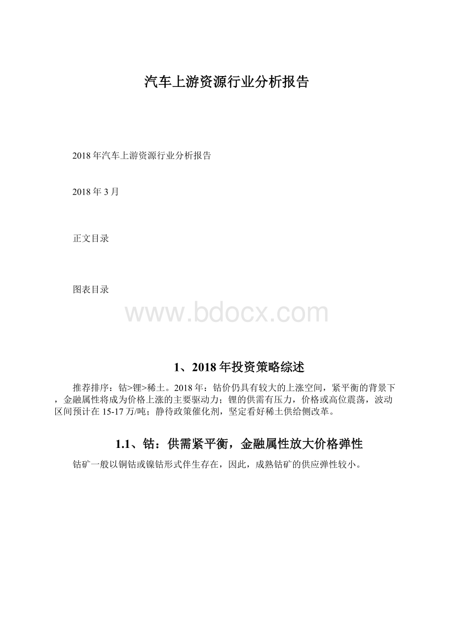 汽车上游资源行业分析报告文档格式.docx