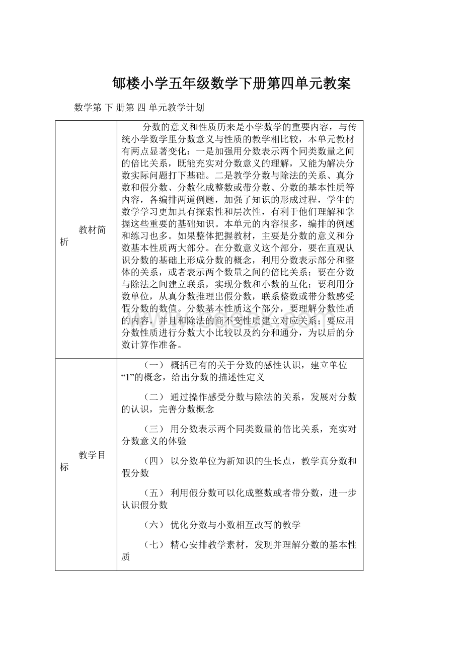 郇楼小学五年级数学下册第四单元教案Word文档下载推荐.docx