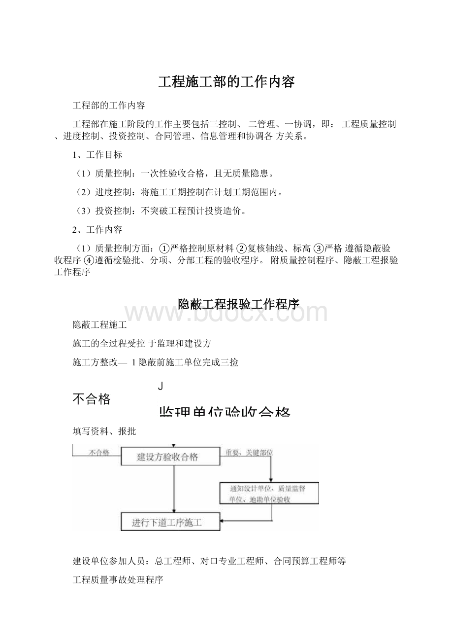 工程施工部的工作内容.docx_第1页