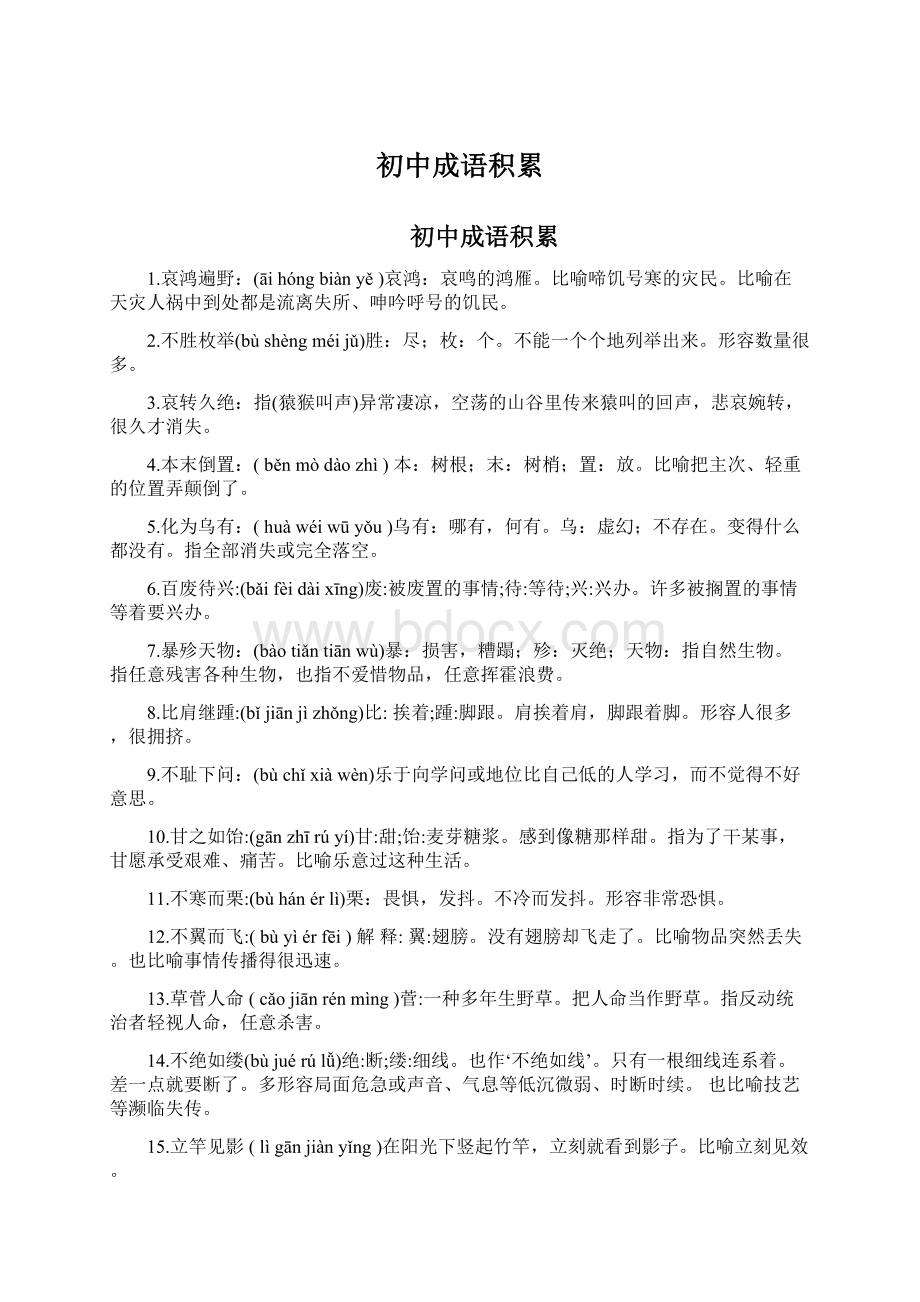 初中成语积累Word格式文档下载.docx