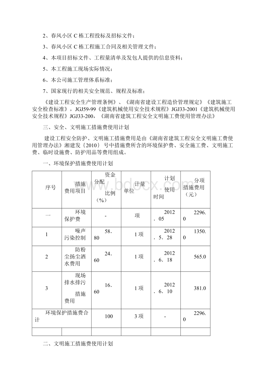 项目部安全文明措施费用计划填写范例.docx_第2页