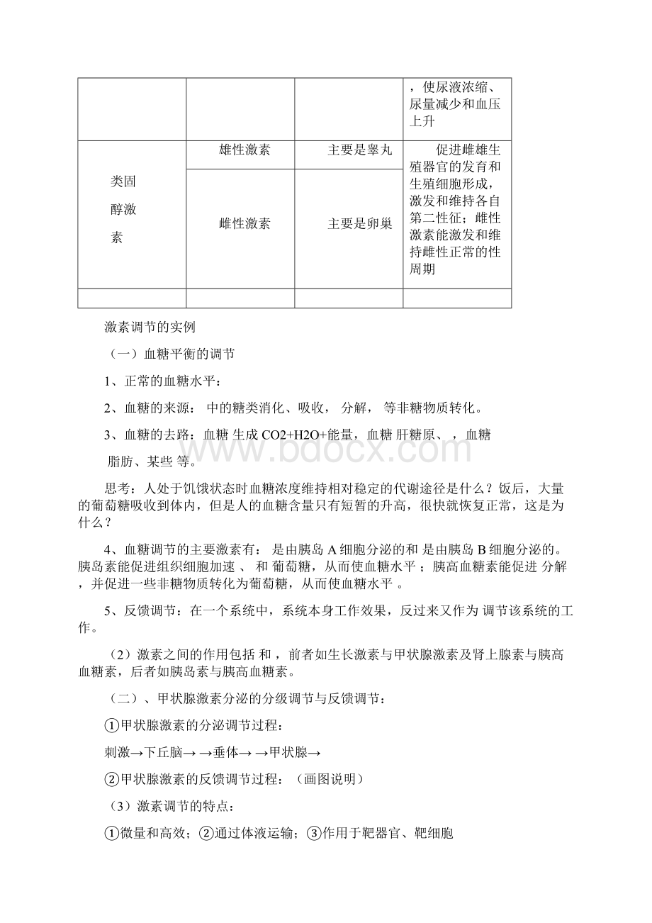 高三生物第一轮复习教学案通过激素调节神经调节和激素调节的关系苏教版Word下载.docx_第3页