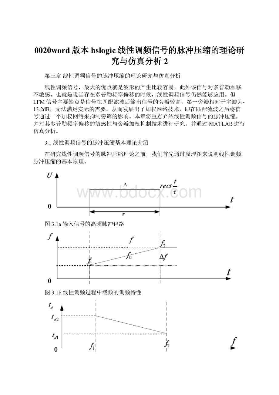 0020word版本hslogic线性调频信号的脉冲压缩的理论研究与仿真分析2.docx_第1页