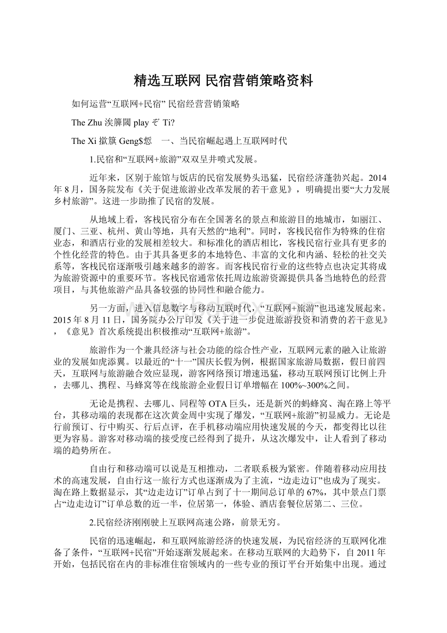 精选互联网 民宿营销策略资料文档格式.docx_第1页