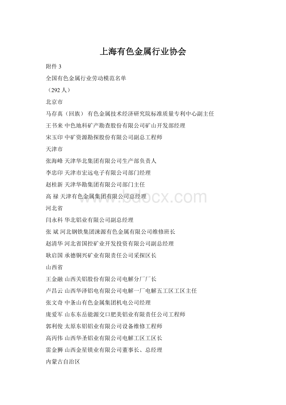 上海有色金属行业协会Word文档格式.docx