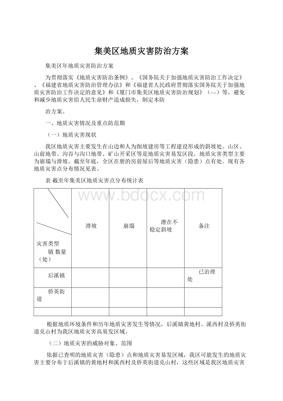 集美区地质灾害防治方案.docx