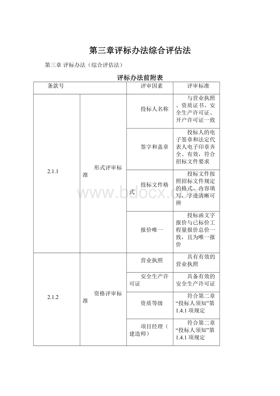 第三章评标办法综合评估法.docx