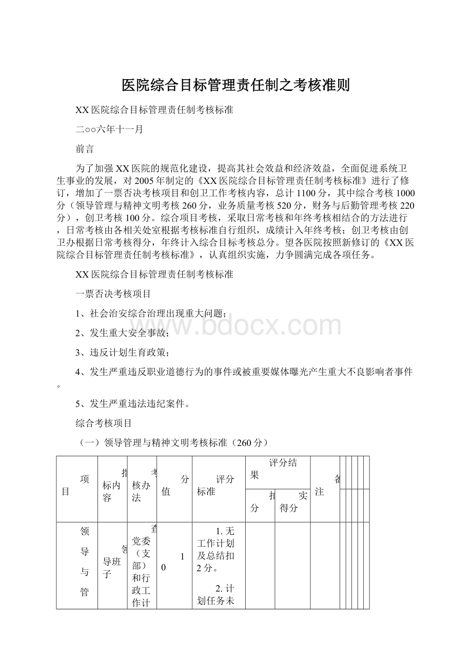 医院综合目标管理责任制之考核准则Word文档格式.docx_第1页