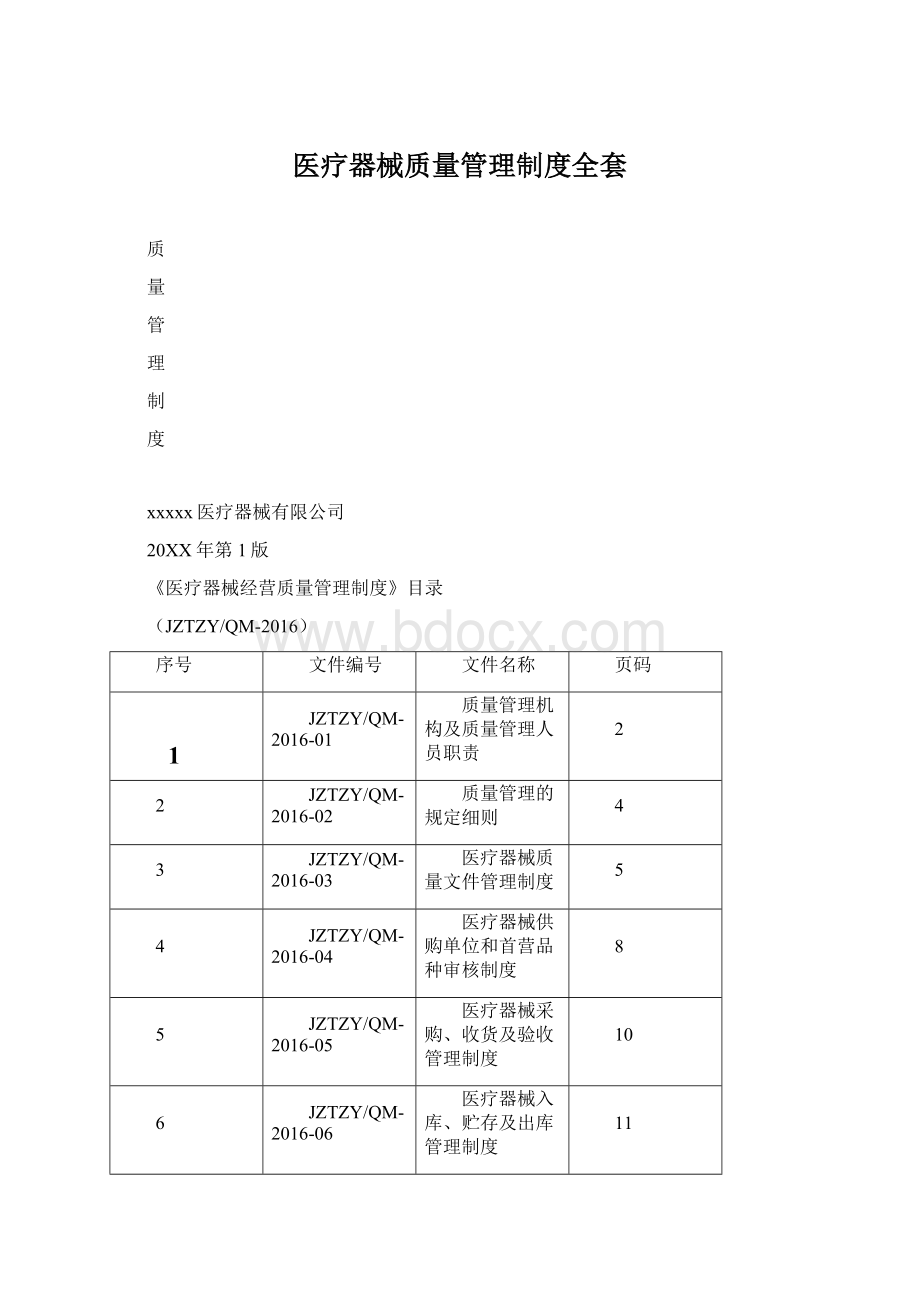 医疗器械质量管理制度全套.docx