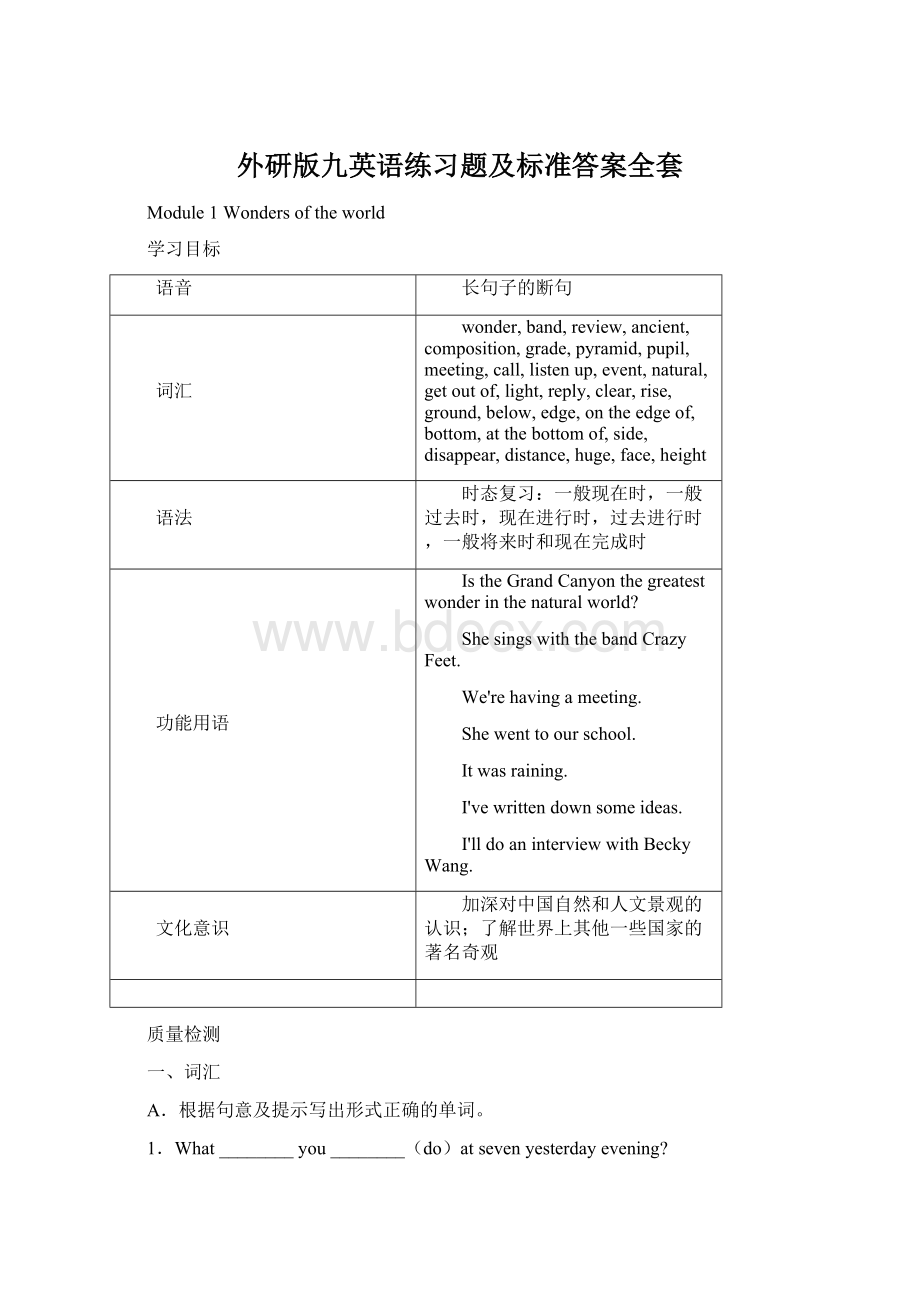 外研版九英语练习题及标准答案全套文档格式.docx