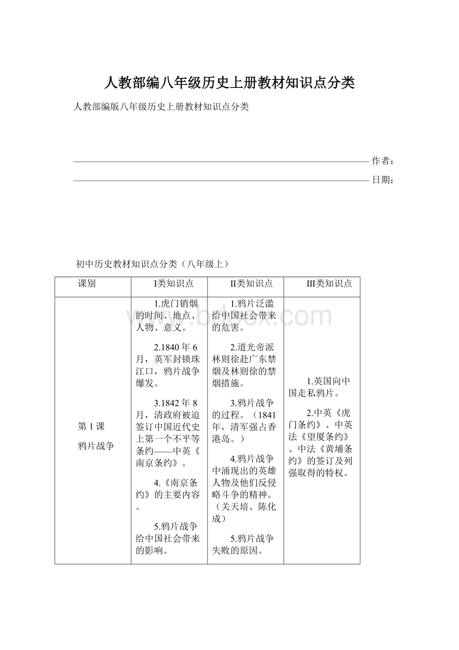 人教部编八年级历史上册教材知识点分类.docx_第1页