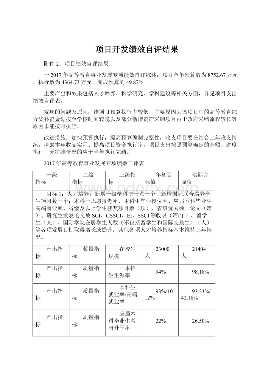 项目开发绩效自评结果.docx