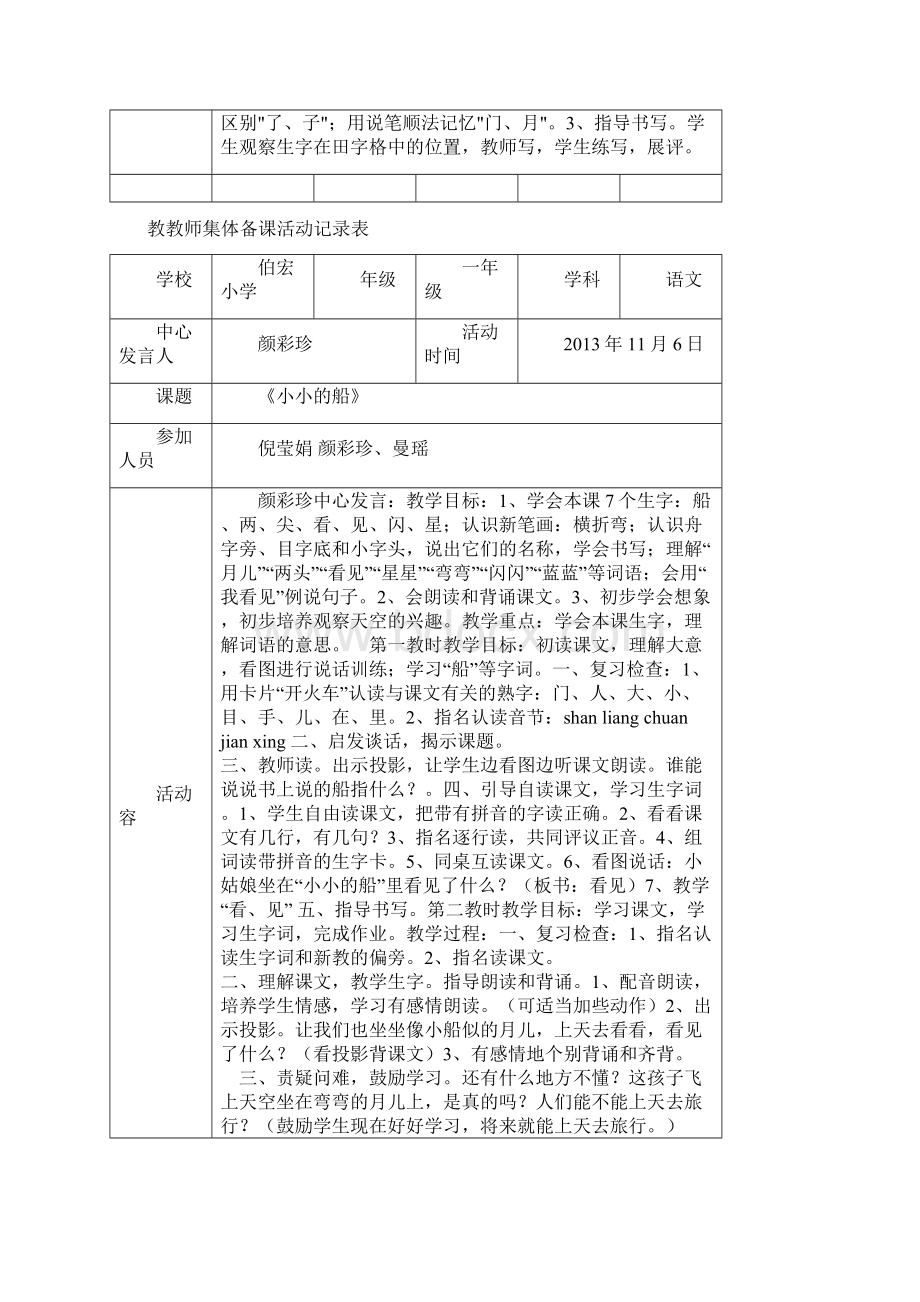 教师集体备课活动记录表Word文档下载推荐.docx_第3页