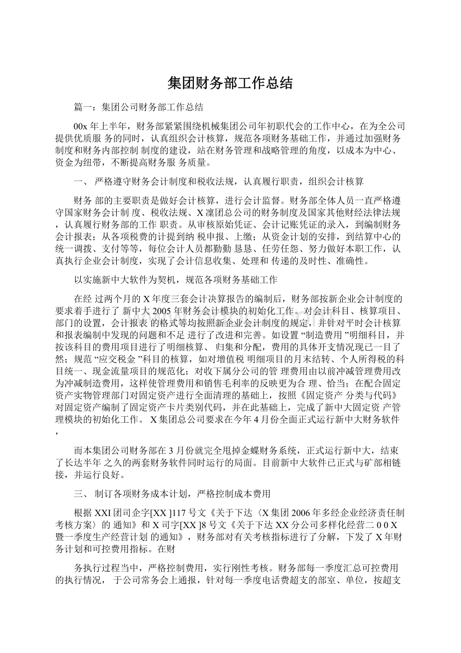 集团财务部工作总结.docx