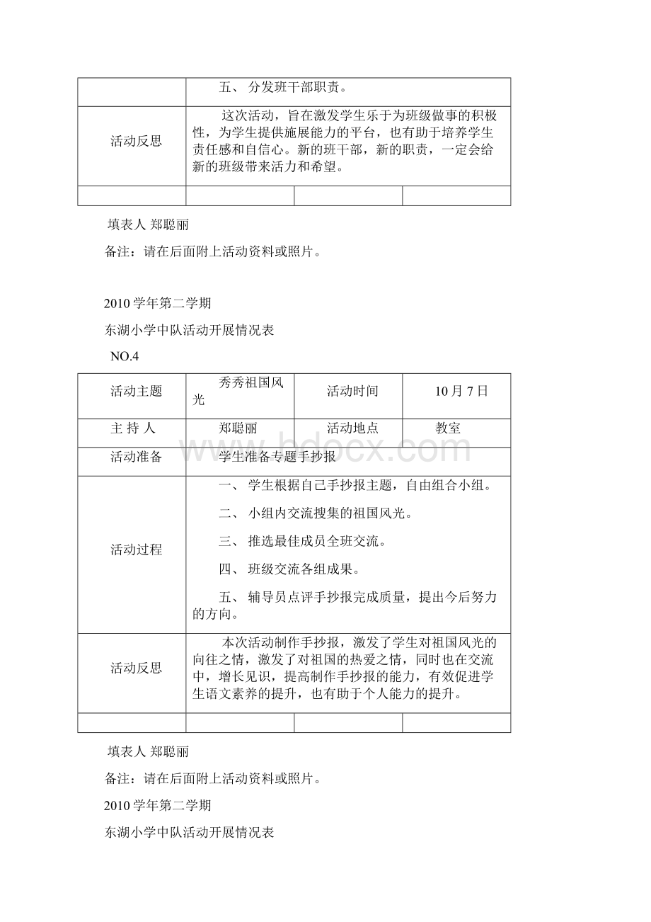 203第一学期班队活动开展情况表Word格式.docx_第3页