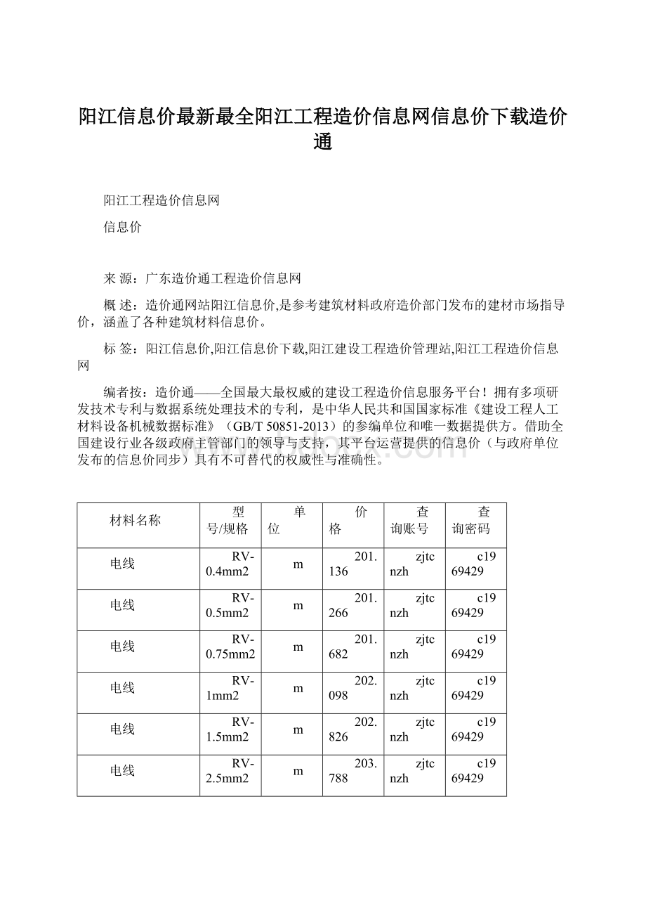 阳江信息价最新最全阳江工程造价信息网信息价下载造价通.docx_第1页