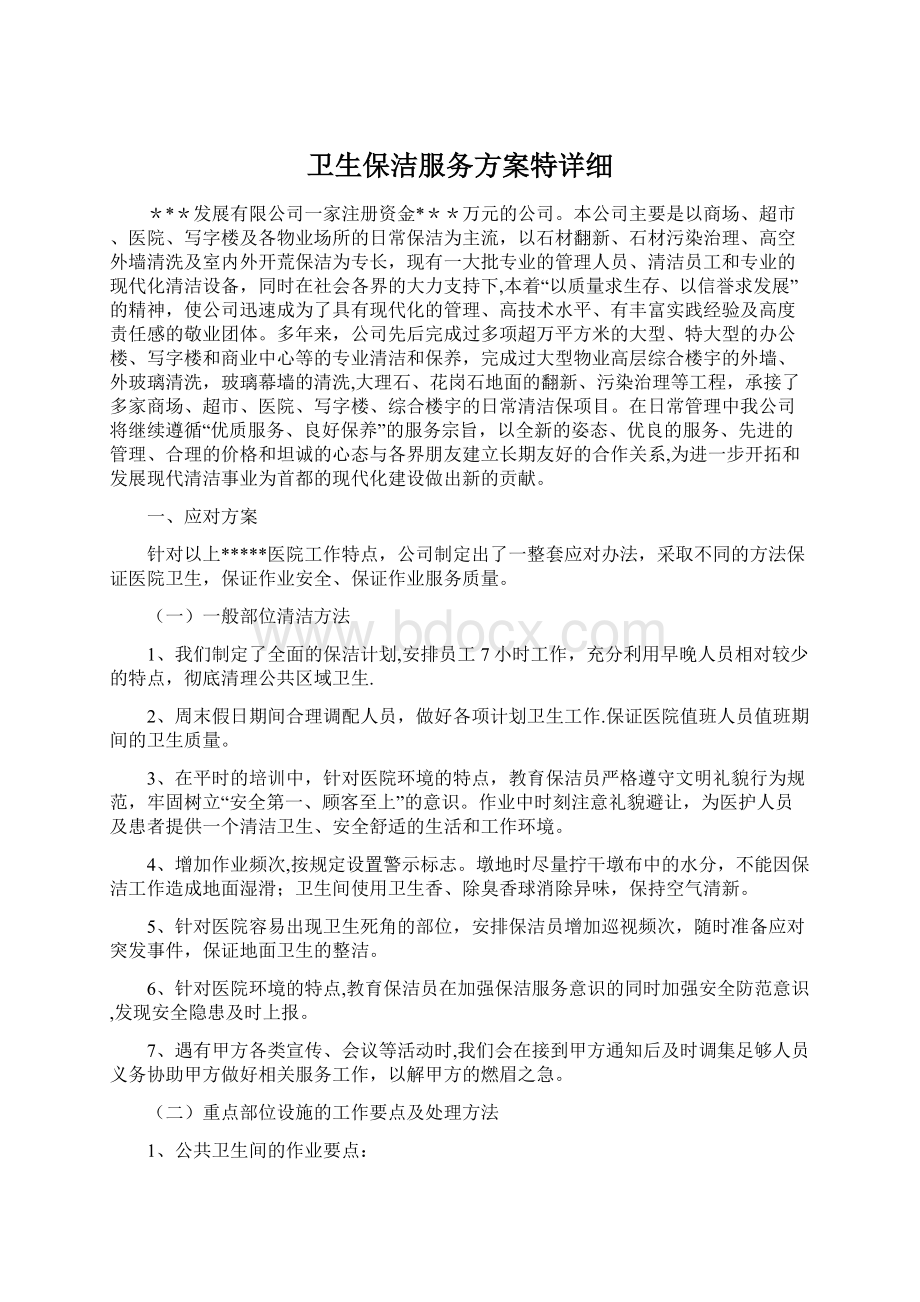 卫生保洁服务方案特详细文档格式.docx_第1页