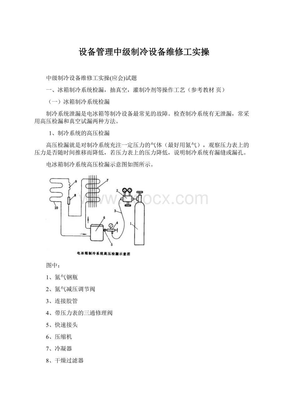 设备管理中级制冷设备维修工实操.docx