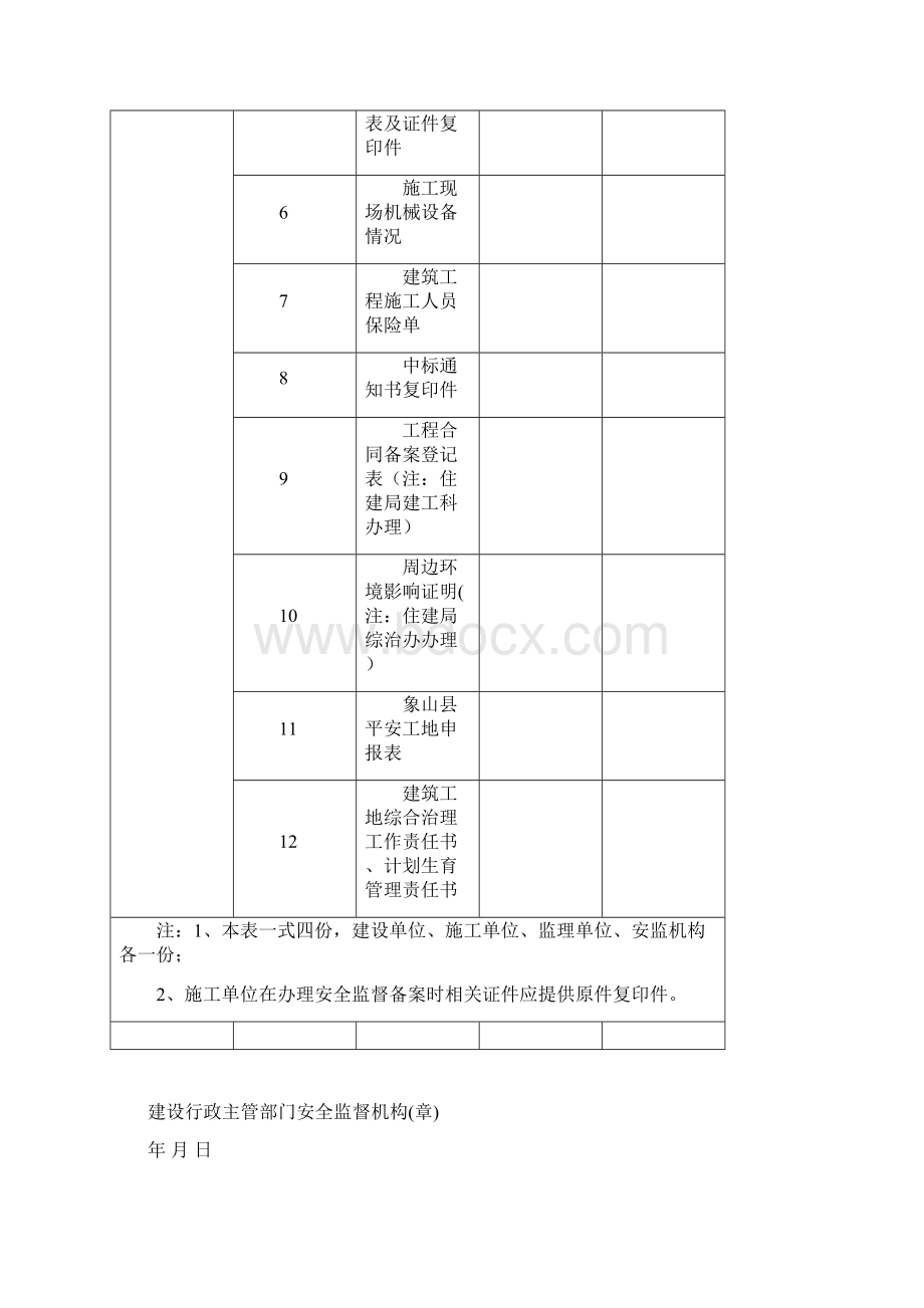 建设工程项目安全监督登记表模板范本.docx_第2页