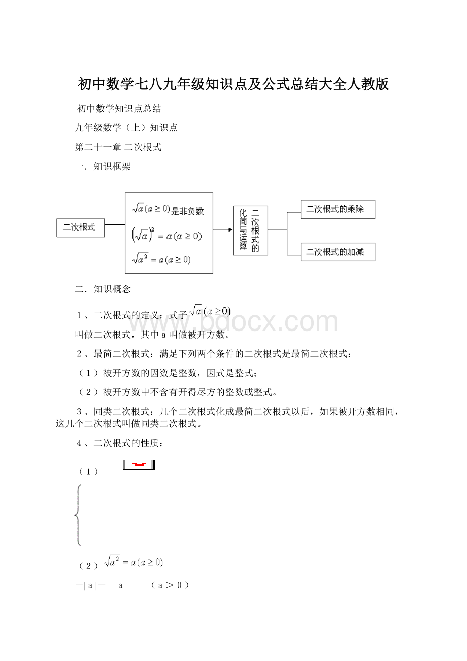 初中数学七八九年级知识点及公式总结大全人教版Word文档下载推荐.docx_第1页