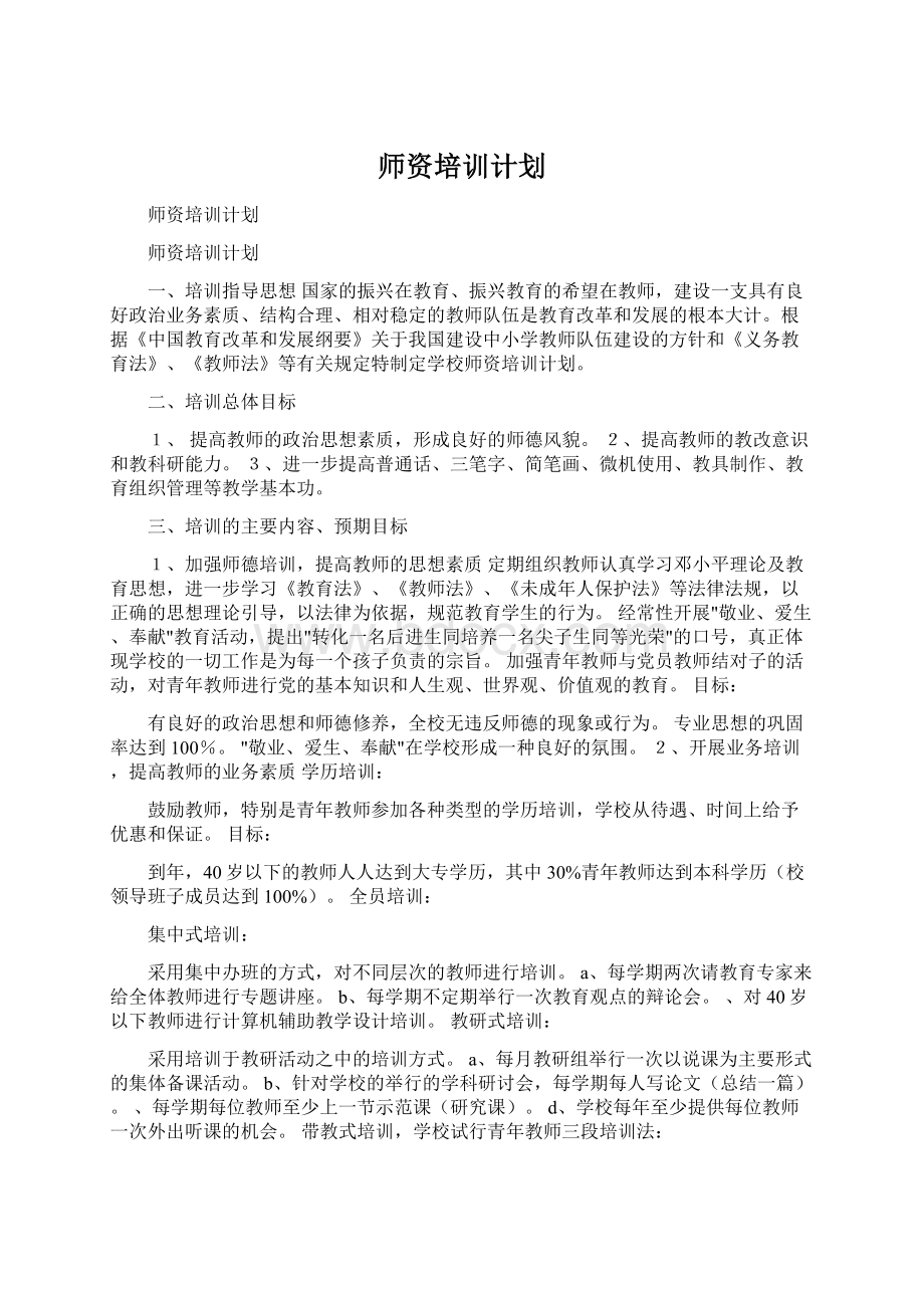 师资培训计划Word格式.docx