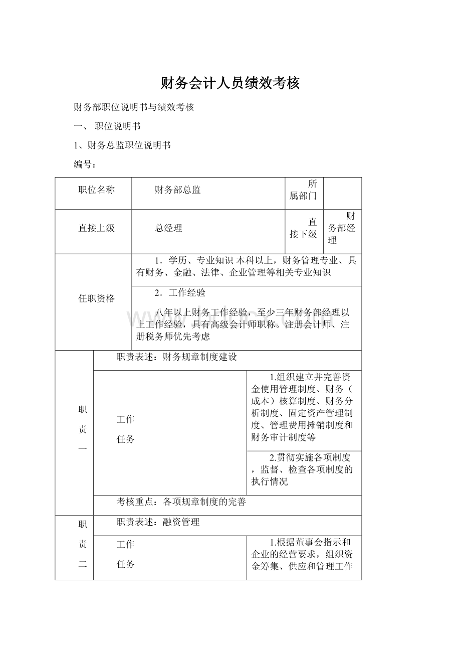 财务会计人员绩效考核Word下载.docx