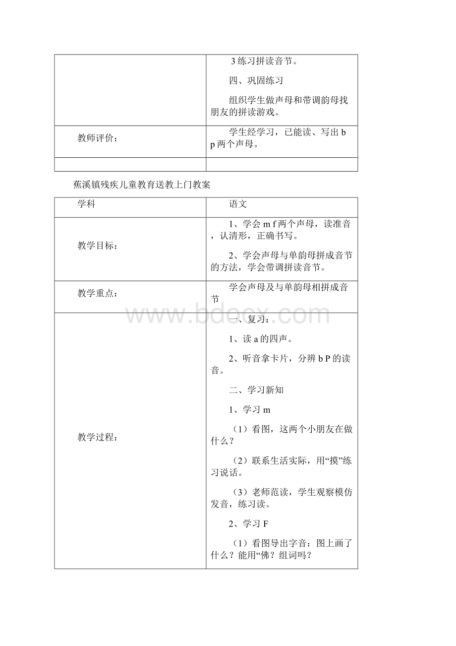 蕉溪镇三残儿童教育送教上门语文教案Word文件下载.docx_第2页