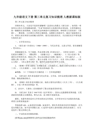 九年级语文下册 第三单元复习知识梳理 人教新课标版.docx