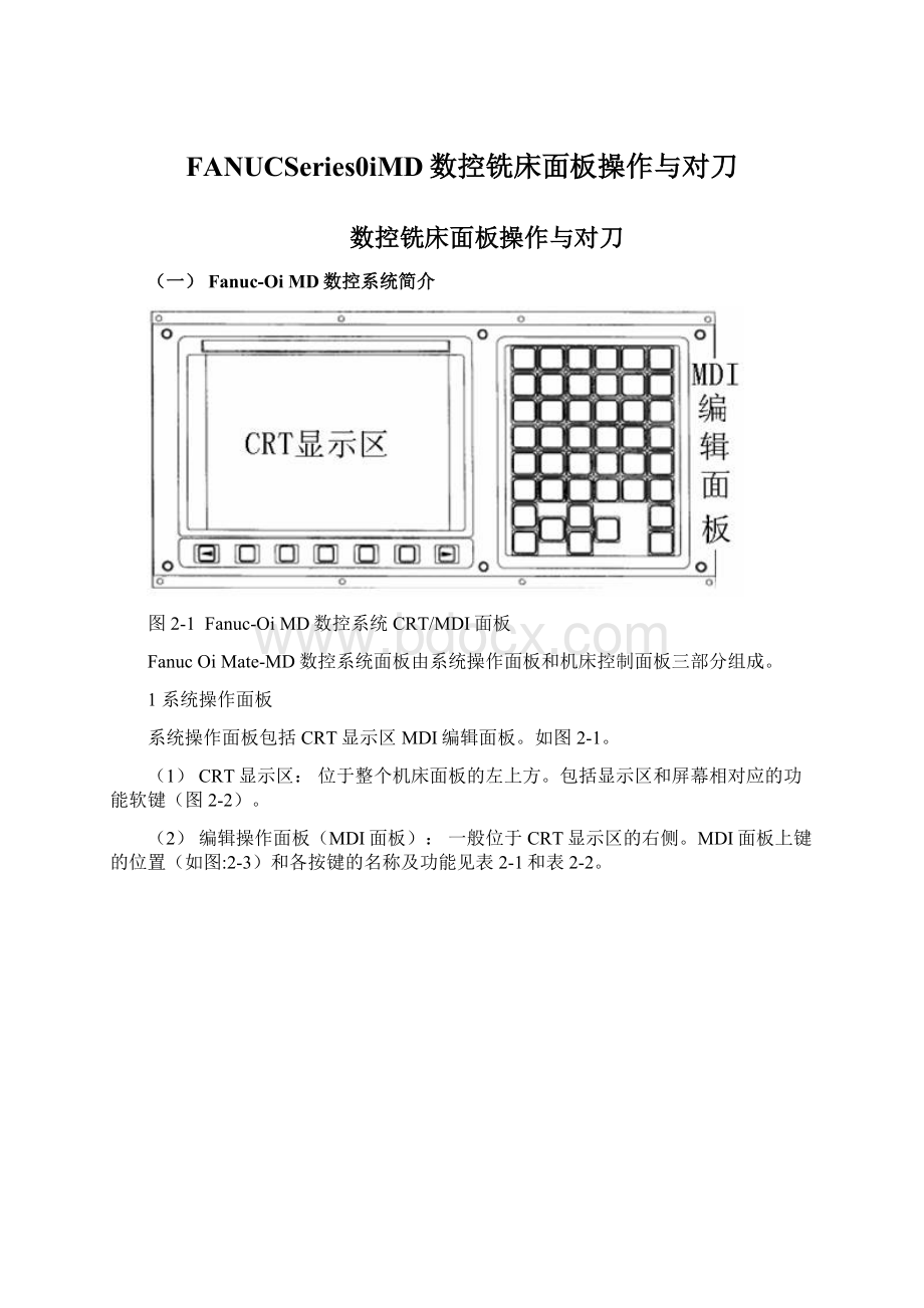 FANUCSeries0iMD数控铣床面板操作与对刀.docx