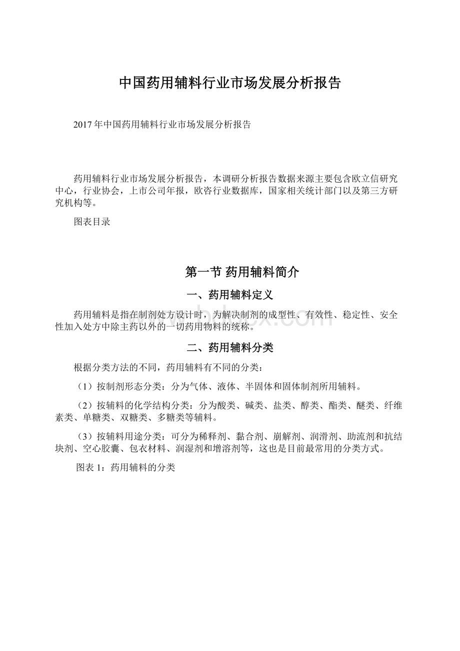 中国药用辅料行业市场发展分析报告.docx