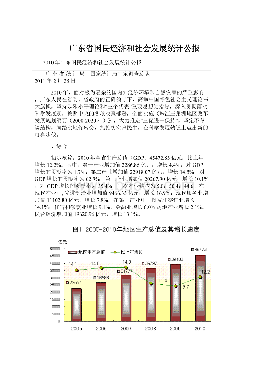 广东省国民经济和社会发展统计公报文档格式.docx_第1页