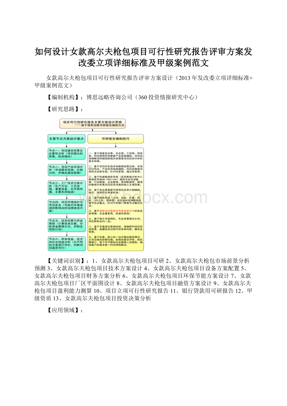 如何设计女款高尔夫枪包项目可行性研究报告评审方案发改委立项详细标准及甲级案例范文文档格式.docx