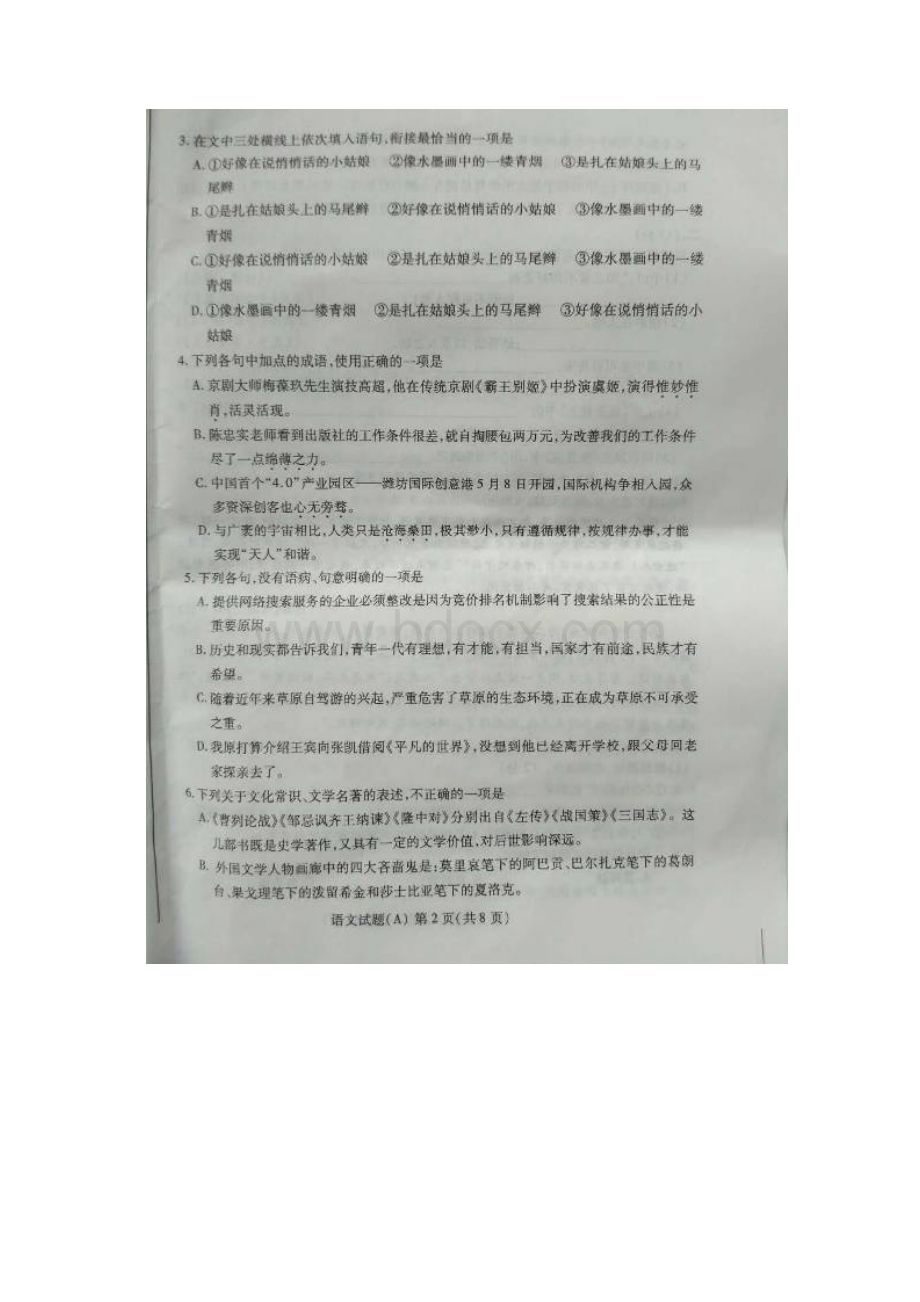 潍坊市中考语文试题及答案Word文件下载.docx_第2页