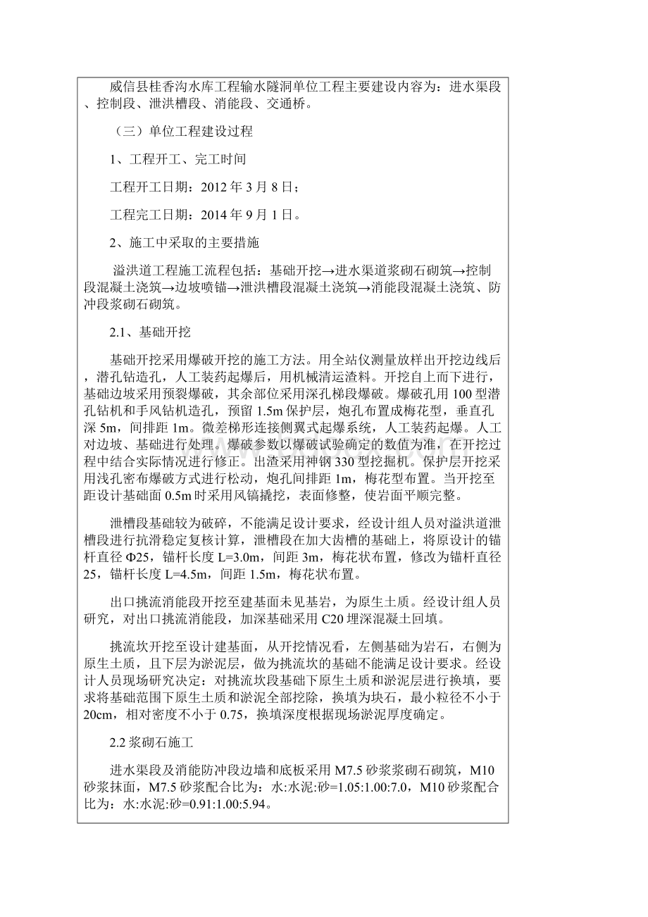 整理溢洪道单位工程验收鉴定书Word文件下载.docx_第3页