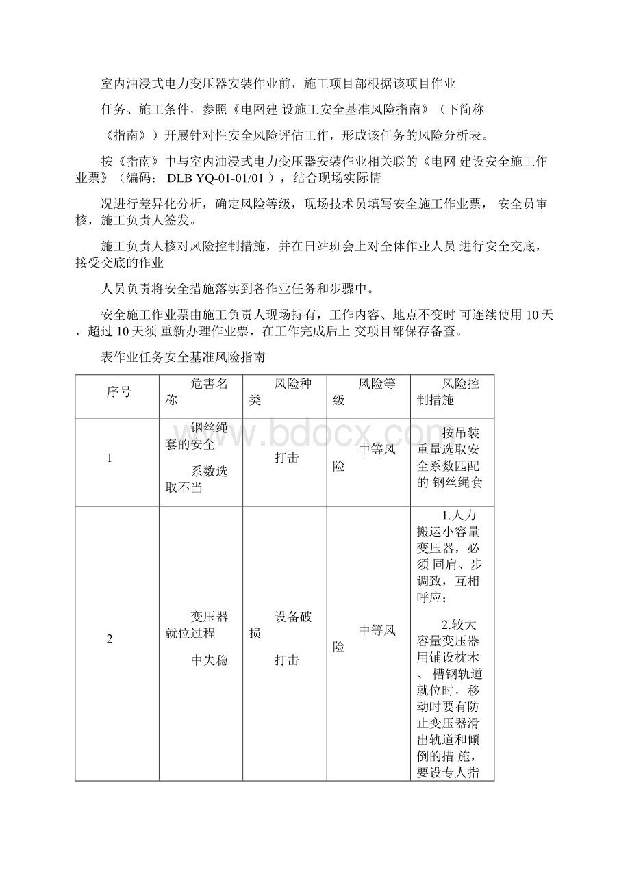 室内油浸式电力变压器安装作业指导书.docx_第2页